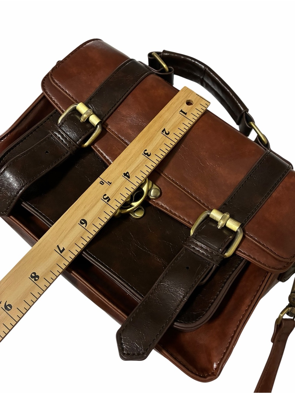 ECOSUSI Premium Vegan Pho Leather Purse Bag Satchel Snap Front Hook Retro Square - Picture 10 of 14